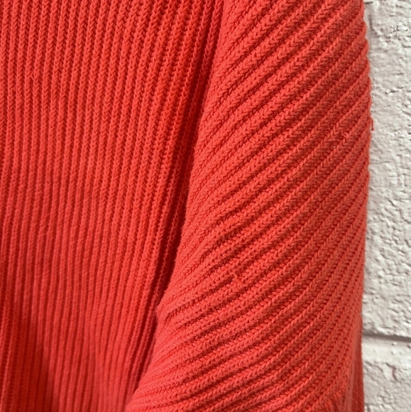 Free People  Downtown Long Sleeve Ribbed KniAsymmetrical Sweater Coral SMALL - Picture 5 of 6